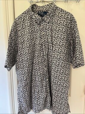 Ralph Lauren Clayton Floral Button-Up — Black & White